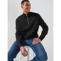 Calvin Klein Supima Cotton 1/2 Zip Knitted Jumper - Black