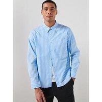 Calvin Klein Washed Stripe Poplin Shirt - Light Blue