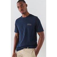 Tommy Hilfiger Embroidered Stacked Logo Back Print T-Shirt - Navy