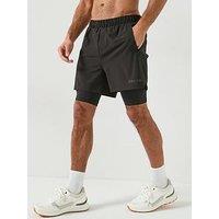Calvin Klein Sport Work Out Woven 2-In-1 Shorts - Black