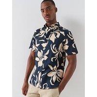 Tommy Hilfiger Flower Print Linen Blend Shirt - Navy