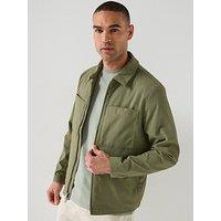 Calvin Klein Seersucker Zip Through Blouson Jacket - Green