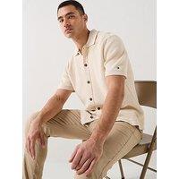 Tommy Hilfiger Knitted Short Sleeve Shirt - Beige