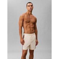 Calvin Klein Retro Sport Side Tape Logo Medium Swim Shorts - Beige