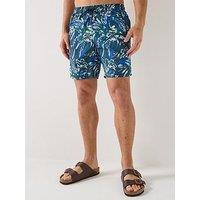 Tommy Hilfiger Floral Print Long Swim Shorts - Navy
