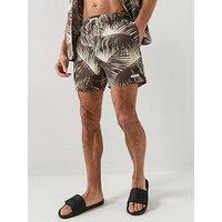 Calvin Klein Essential Pam Leaf Medium Swim Shorts - Black