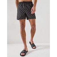 Calvin Klein Essenital All Over Logo Medium Swim Shorts - Black
