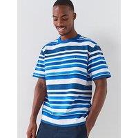 Tommy Hilfiger Multi Stripe Crepe T-Shirt - Blue