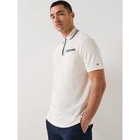 Tommy Hilfiger Retro Tipping Towelling Zip Polo Shirt - Off White