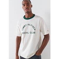 Tommy Hilfiger Country Club Arch Logo Ringer T-Shirt - Off White