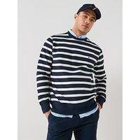 Tommy Hilfiger Essential Block Stripe Crew Sweatshirt - Navy