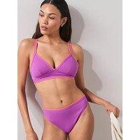 The Very Collection Neon Contrast Stitch Trim Bikini Top - Multi