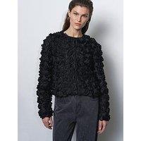 French Connection Floral Textured Short Jacket - Black
