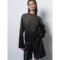 French Connection Ombre Glitter High Neck Long Sleeve Jumper - Black