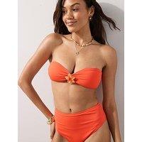 The Very Collection Tropical Flower Trim Bandeau Bikini Top - Orange