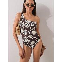 The Very Collection Shape Sculpting Asymmetric Printed Swimsuit
