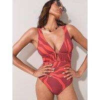 The Very Collection Braid Trim Plunge Swimsuit