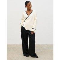 Pretty Lavish Devon Contrast Tipping Knit Cardigan - Cream And Black