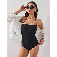 The Very Collection Bandaeu Textured Swimsuit - Black