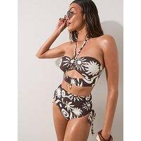 The Very Collection Charm Trim Cut Out Ruched Bikini Brief - Brown