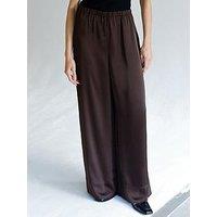 French Connection Satin-Style Wide Leg Elasticated Trousers - Brown