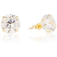 The Love Collection 9Ct Gold 8Mm Cubic Zirconia Stud Earrings