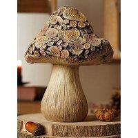 Country Living Wood Effect Mushroom With Log - 20Cms