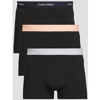 Calvin Klein Underwear Icon Cotton Stretch 3 Pack Relaxed Trunks - Black