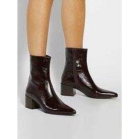 Dune London Pami Pointed Toe Block Ankle Boots - Brown
