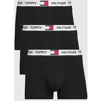 Tommy Hilfiger 3 Pack Heritage Cotton Badge Trunks - Black