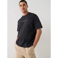 Tommy Hilfiger Small Linear Chest Logo Loungewear T-Shirt - Black