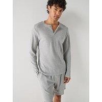 Calvin Klein Loungewear Waffle Henley Long Sleeve T-Shirt - Grey