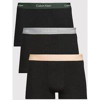 Calvin Klein Underwear Icon Cotton Stretch 3 Pack Low Rise Trunks - Black