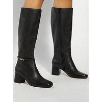 Dune London Sanna Square Toe Knee High Boots - Black