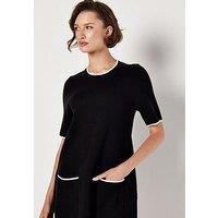 Apricot Contrast Tipping Knit Dress - Black