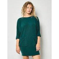 Apricot Contrast Rib Cocoon Dress - Green
