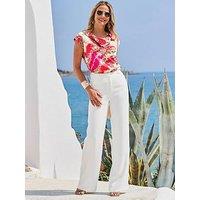 Sosandar Baroque Print Cowl Neck Satin Top - Red & Pink