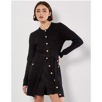 Apricot Gold Button Rib Mini Dress - Black