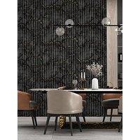 Fine Decor Bianco Fluted Marble Charcoal Wallpaper