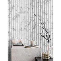 Fine Decor Bianco Fluted Marble Soft White/Grey Wallpaper