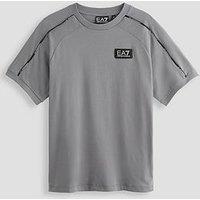 Ea7 Emporio Armani Boys Train Logo Series Tape Short Sleeve T-Shirt - Grey