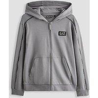 Ea7 Emporio Armani Boys Train Logo Series Tape Hoodie - Grey