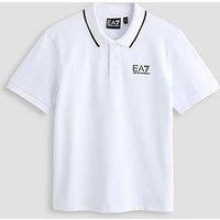 Ea7 Emporio Armani Boys Train Core Id Short Sleeve Pique Polo Shirt - White