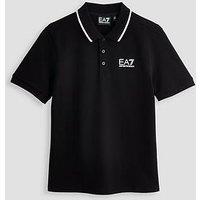 Ea7 Emporio Armani Boys Train Core Id Short Sleeve Pique Polo Shirt - Black