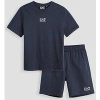 Ea7 Emporio Armani Boys Train Core Id Short Sleeve T-Shirt And Shorts Set - Navy