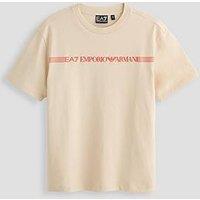 Ea7 Emporio Armani Boys Train Logo Series Extended Logo Short Sleeve T-Shirt - Beige