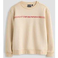 Ea7 Emporio Armani Boys Train Logo Series Extended Logo Sweatshirt - Beige