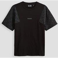 Ea7 Emporio Armani Boys Train Graphic Series Monogram Logo Short Sleeve T-Shirt - Black