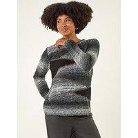 Roman Colour Block Knit Jumper - Black