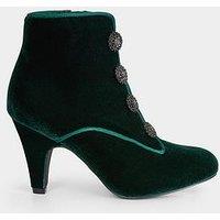 Joe Browns Charming Jewel Button Velvet Ankle Boots - Dark Green